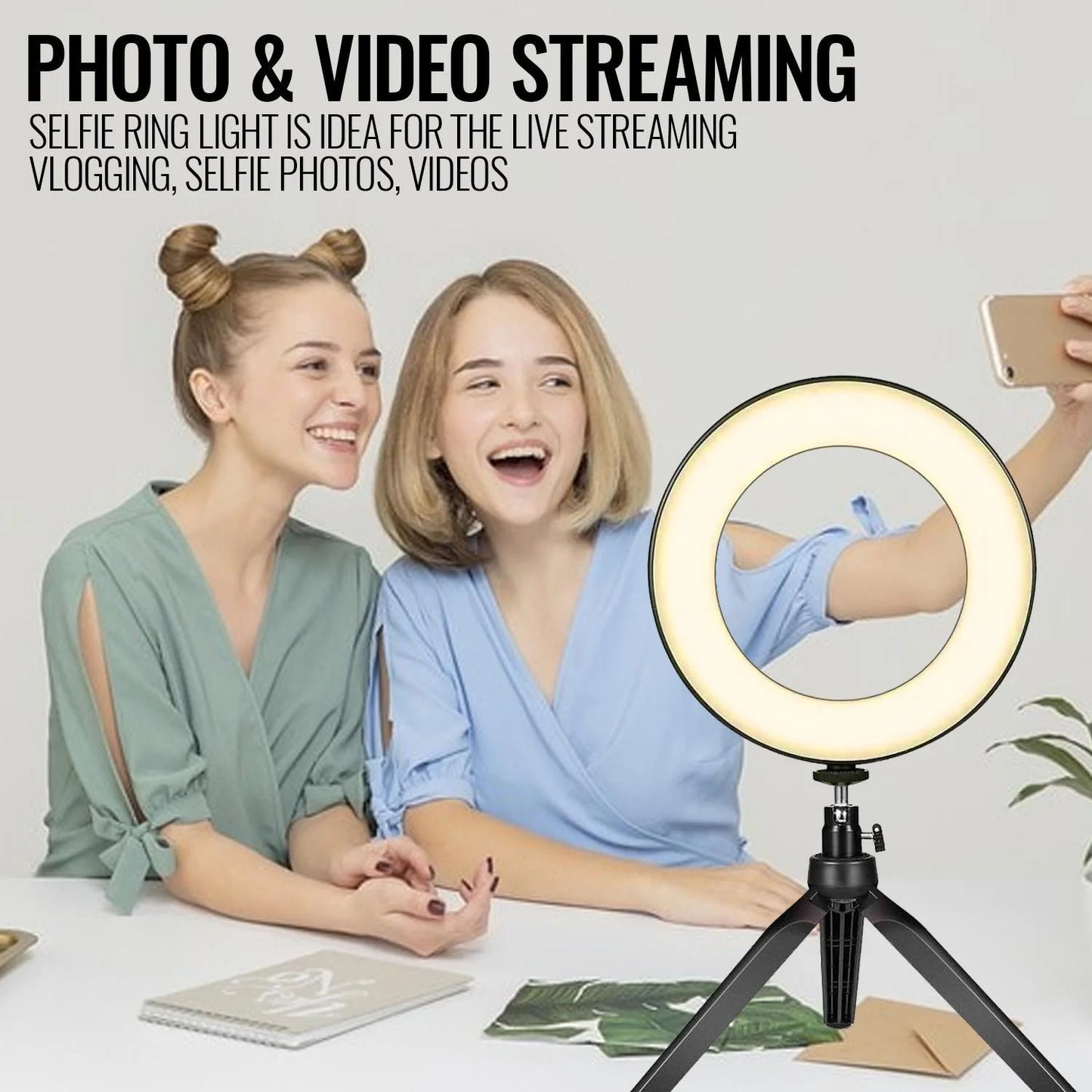 LED Ring Light with Stand for Makeup Photography Video for Iphone Selfie Stream