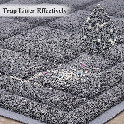 Cat Litter Mat Trackpad Litter Trapping Mat, Easy Clean Mess Free Waterproof Anti-Tracking, Muddy Cat Box Catcher for Floor & Indoor, 35"×23", Grey