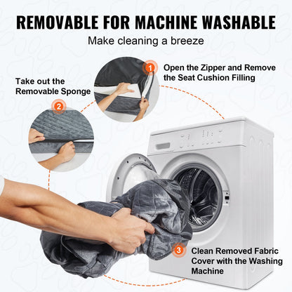 VEVOR Dog Booster Car Seat Pet Car Seat for Medium Large Dog up to 55 Lbs Gray