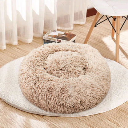 Ackley Cuddler Nest Dog Bed Luxury Plush Faux Fur Donut Calming Dog Bed with Non-Slip Bottom