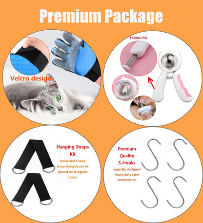 Pet Grooming Hammock with Anti-Splash Nail Clippers, Grooming Gloves,Dog Grooming Sling for Bathing Grooming and Nail Trimming-L (-Cwdc0001)