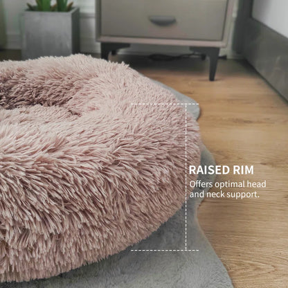 Ackley Cuddler Nest Dog Bed Luxury Plush Faux Fur Donut Calming Dog Bed with Non-Slip Bottom
