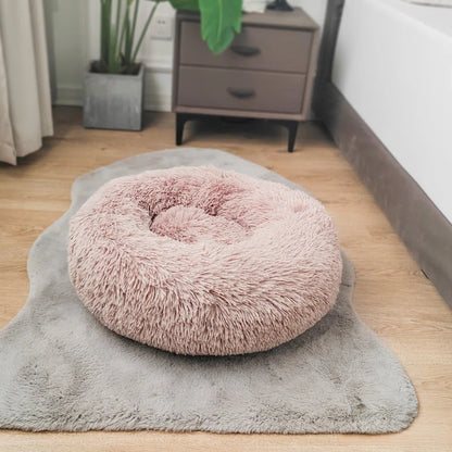 Ackley Cuddler Nest Dog Bed Luxury Plush Faux Fur Donut Calming Dog Bed with Non-Slip Bottom