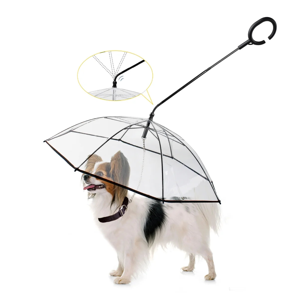 Dog Umbrella, Clear Pet Umbrella Flexible Handle Umbrella for Dog with Rope for Small Pets