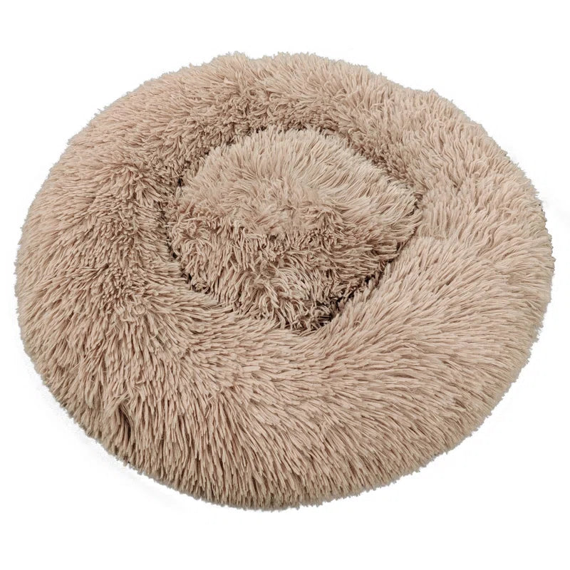 Ackley Cuddler Nest Dog Bed Luxury Plush Faux Fur Donut Calming Dog Bed with Non-Slip Bottom