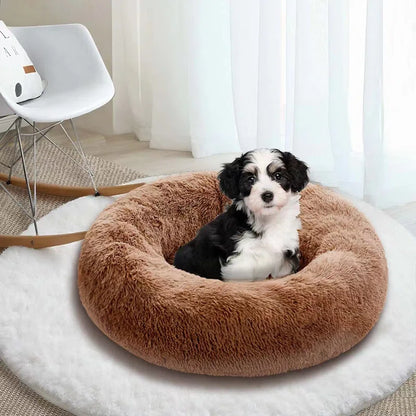 Ackley Cuddler Nest Dog Bed Luxury Plush Faux Fur Donut Calming Dog Bed with Non-Slip Bottom