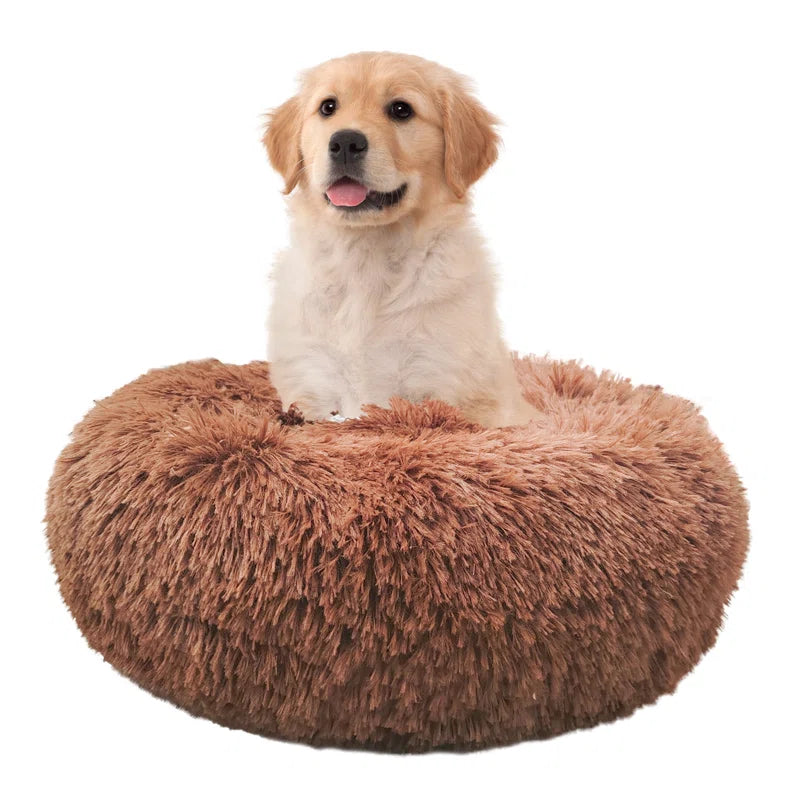 Ackley Cuddler Nest Dog Bed Luxury Plush Faux Fur Donut Calming Dog Bed with Non-Slip Bottom