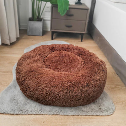 Ackley Cuddler Nest Dog Bed Luxury Plush Faux Fur Donut Calming Dog Bed with Non-Slip Bottom