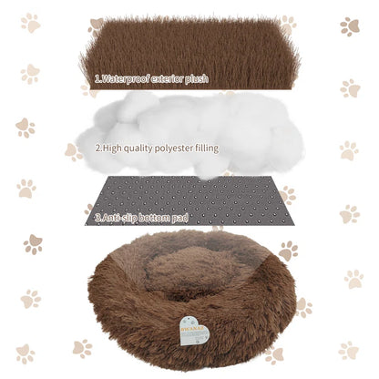 Ackley Cuddler Nest Dog Bed Luxury Plush Faux Fur Donut Calming Dog Bed with Non-Slip Bottom