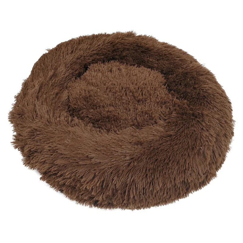 Ackley Cuddler Nest Dog Bed Luxury Plush Faux Fur Donut Calming Dog Bed with Non-Slip Bottom