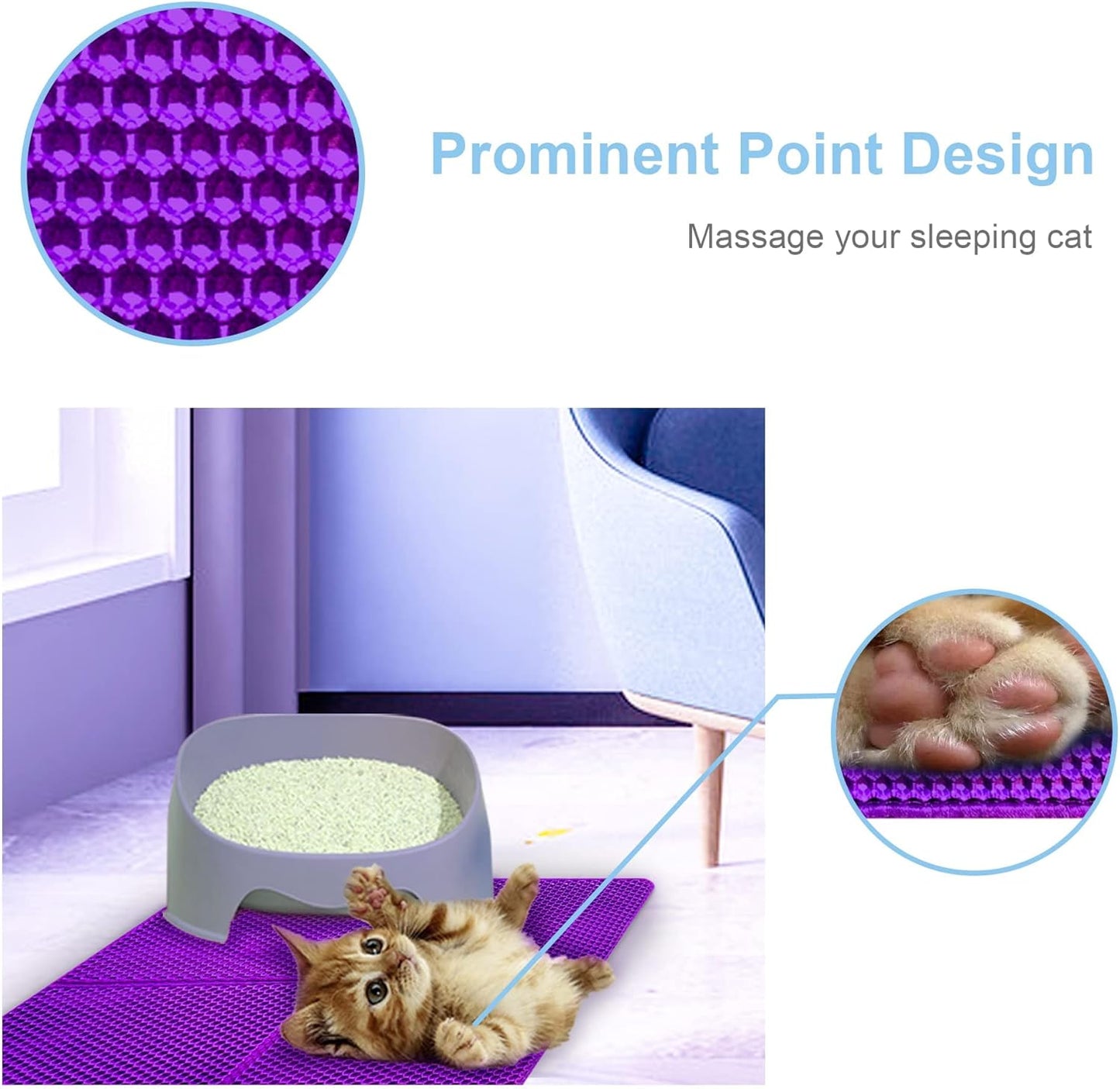 Cat Litter Trapping Mat 30”X 22”Cat Litter Mat Kitty Litter Box Mat, Honeycomb Double Layer Foldable Litter Mat, Pretty Waterproof Urine Proof Mat, Scatter Control 2-Layer Easy Clean 1 Pack