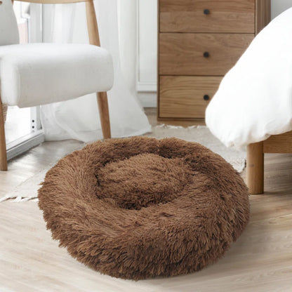 Ackley Cuddler Nest Dog Bed Luxury Plush Faux Fur Donut Calming Dog Bed with Non-Slip Bottom