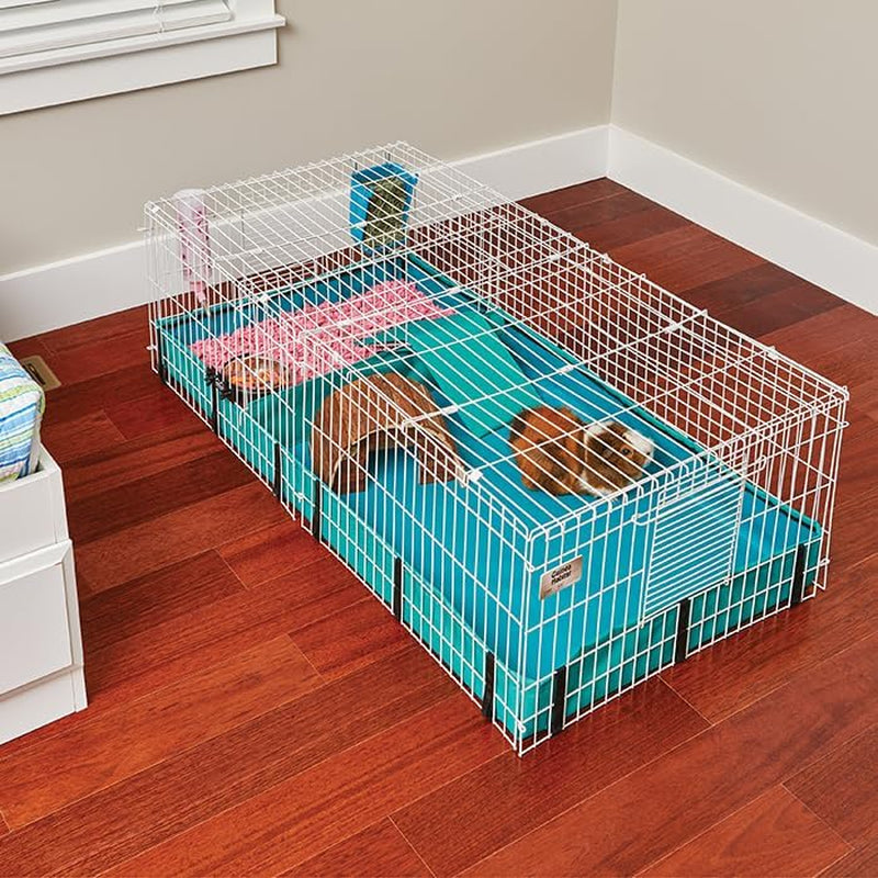 Guinea Habitat plus Cage, Includes Divider Panel and Hinged Top, Washable PVC Canvas Bottom, Expandable Small Animal Cage for Guinea Pigs, 171GHP