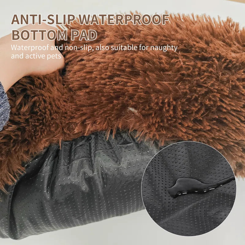 Ackley Cuddler Nest Dog Bed Luxury Plush Faux Fur Donut Calming Dog Bed with Non-Slip Bottom