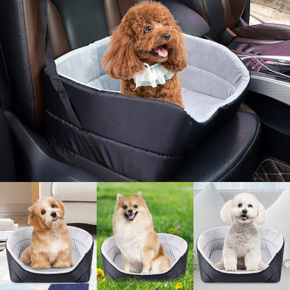 Dog Car Seat, Dog Booster Seat for Small Dogs or Cats Pet Travel Safety Car Seat Dog Bed for Car Non-Slip Washable Pet Car Seat for Dogs Comfortable Removable Cushion (Black)