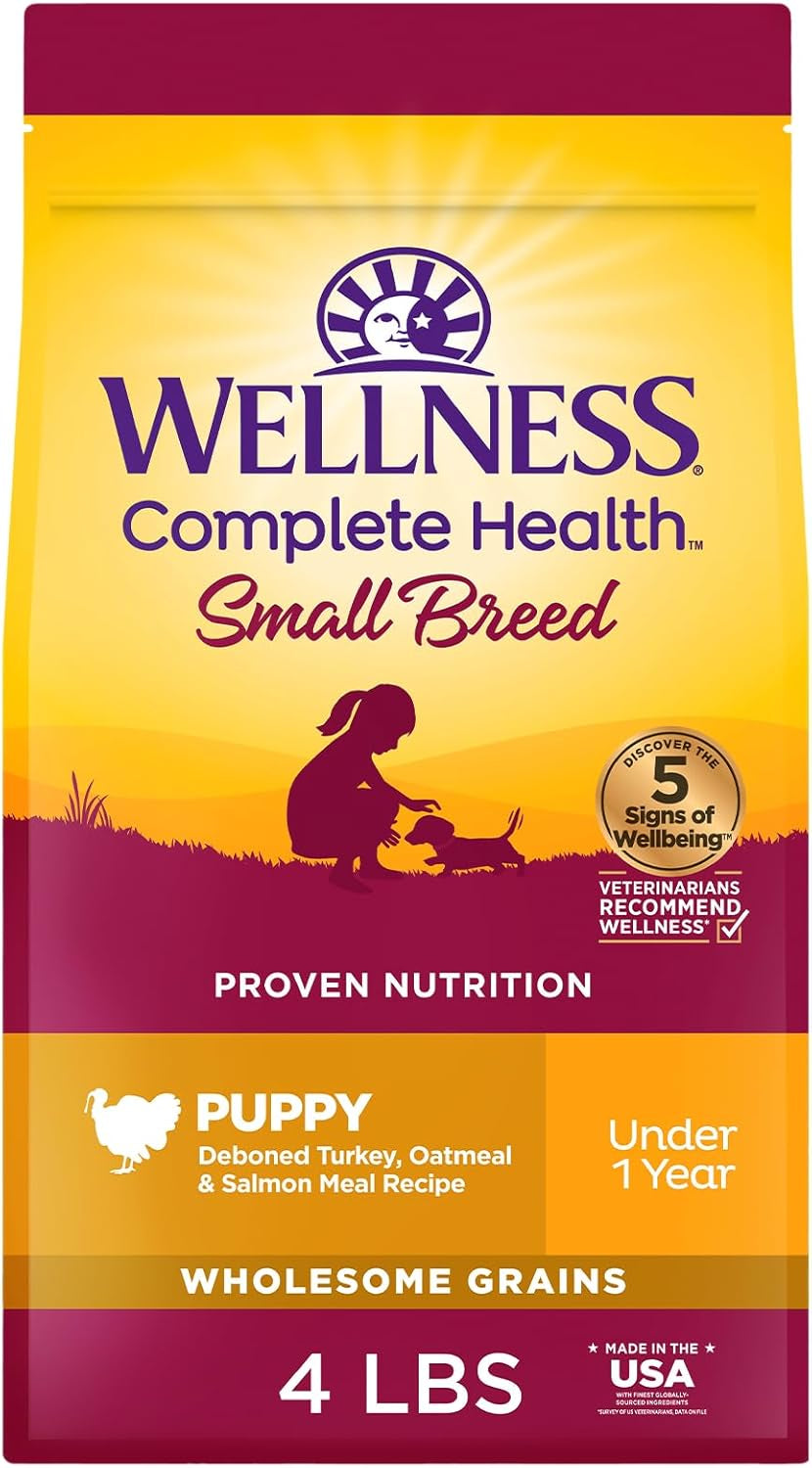 Complete Health Small Breed Dry Dog Food with Grains, Natural Ingredients, Made in USA with Real Turkey, for Dogs up to 25 Lbs. (Puppy, Turkey, Salmon & Oatmeal, 4-Pound Bag)