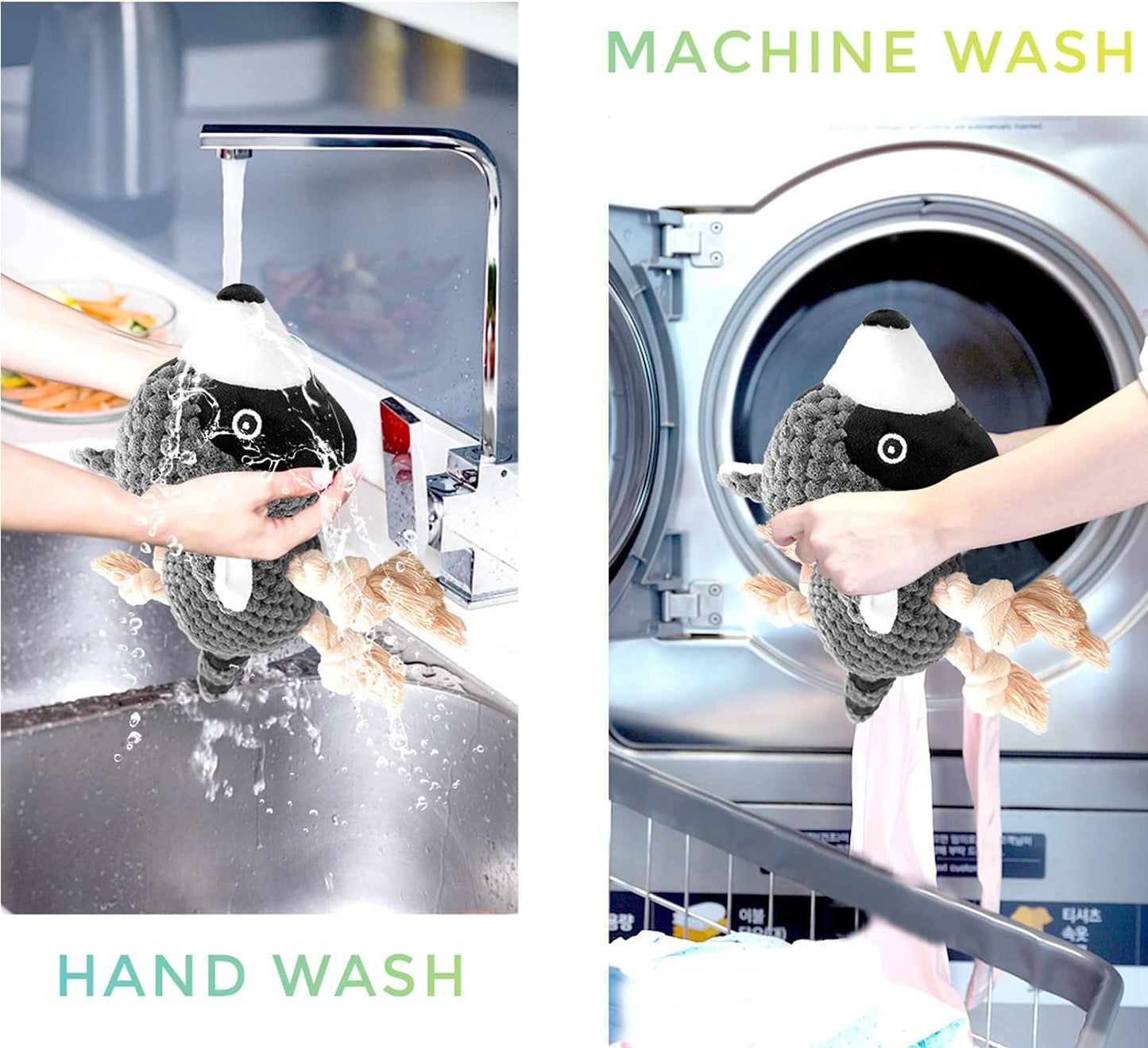 Dog Chew Toys, Stuffed Squeaky Dog Toys for Puppy Teeth Cleaning , Plush Dog Toy for Small and Medium Dogs with Crinkle Paper (Raccoon)