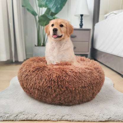 Ackley Cuddler Nest Dog Bed Luxury Plush Faux Fur Donut Calming Dog Bed with Non-Slip Bottom