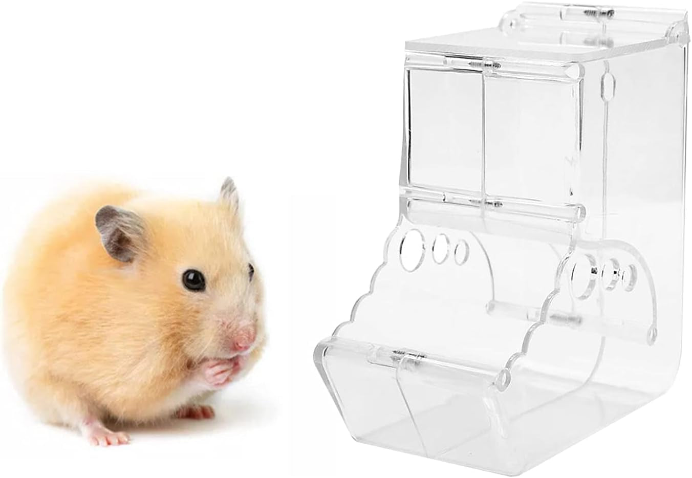 Hamster Feeder,Automatic Food Dispenser Plastic Bowl ,Suitable for Feeding Hamsters, Guinea Pigs, Pigeons, Parrots, Hedgehog,And Other Small Animals (400ML)