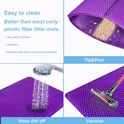 Cat Litter Trapping Mat 30”X 22”Cat Litter Mat Kitty Litter Box Mat, Honeycomb Double Layer Foldable Litter Mat, Pretty Waterproof Urine Proof Mat, Scatter Control 2-Layer Easy Clean 1 Pack