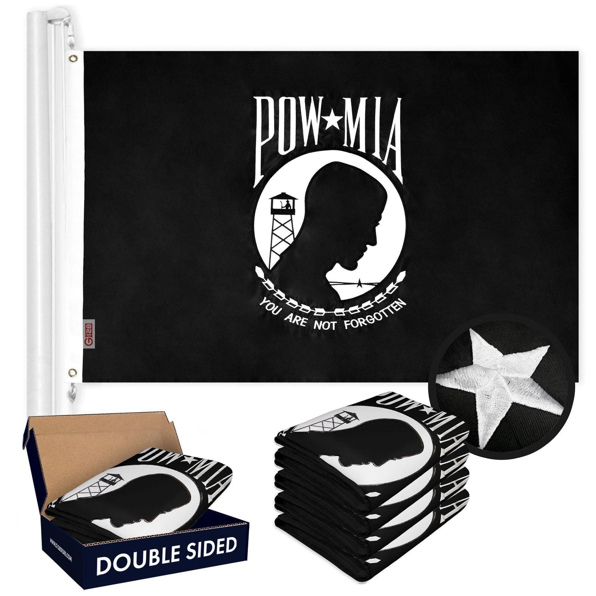 POW MIA Flag 4X6Ft 5Pack Doublesided Embroidered Polyester by G128