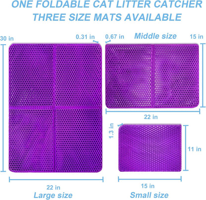 Cat Litter Trapping Mat 30”X 22”Cat Litter Mat Kitty Litter Box Mat, Honeycomb Double Layer Foldable Litter Mat, Pretty Waterproof Urine Proof Mat, Scatter Control 2-Layer Easy Clean 1 Pack
