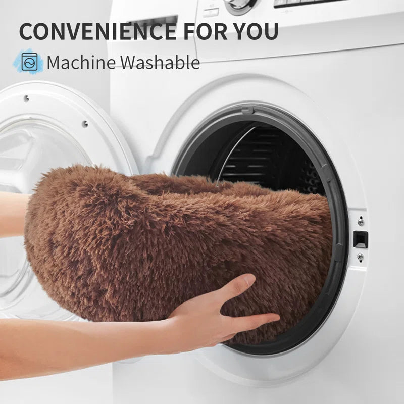 Ackley Cuddler Nest Dog Bed Luxury Plush Faux Fur Donut Calming Dog Bed with Non-Slip Bottom